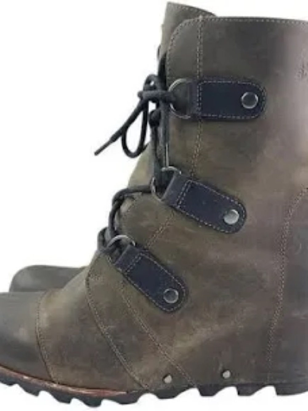 Sorel Brown Lace-Up Wedge Ankle Boots - Picture 5 of 7